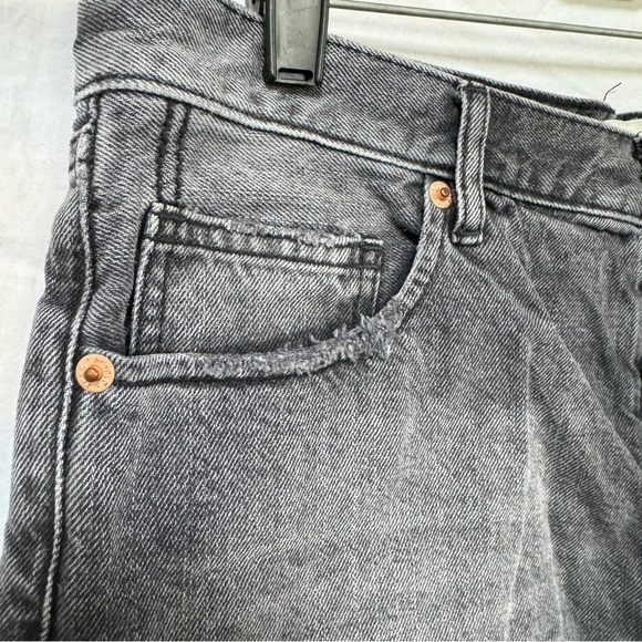 Free People Distressed Jean High Waisted Cut Off Denim Button-Up Booty Shorts - Picture 4 of 9